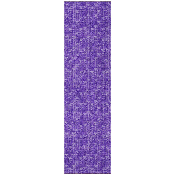 Homeroots 8' Runner Moss Green Geometric Washable Non-skid Rug For Indoor And Outdoor Elegance And Style Purple Polyester 560113