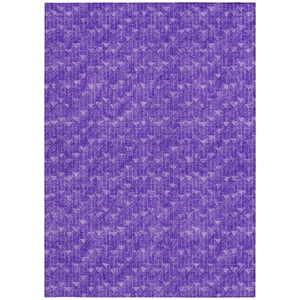 Homeroots 5' X 8' Purple Geometric Washable Non Skid Indoor Outdoor Area Rug Purple Polyester 560116