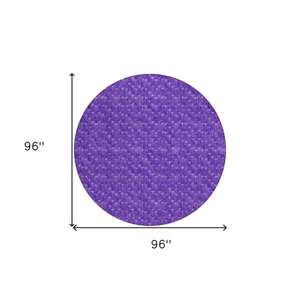 Homeroots 8' Round Purple Round Geometric Washable Non Skid Indoor Outdoor Area Rug Purple Polyester 560117