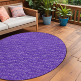 Homeroots 8' Round Purple Round Geometric Washable Non Skid Indoor Outdoor Area Rug Purple Polyester 560117