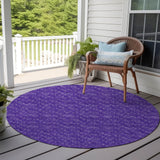 Homeroots 8' Round Purple Round Geometric Washable Non Skid Indoor Outdoor Area Rug Purple Polyester 560117