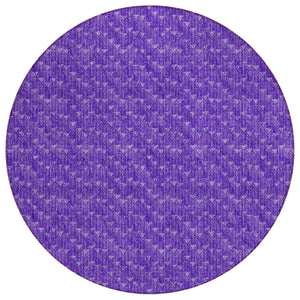 Homeroots 8' Round Purple Round Geometric Washable Non Skid Indoor Outdoor Area Rug Purple Polyester 560117