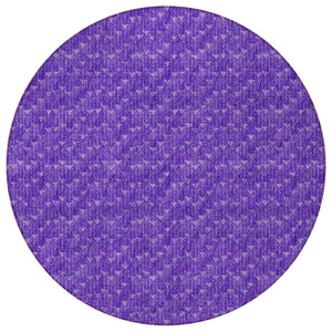 Homeroots 8' Round Purple Round Geometric Washable Non Skid Indoor Outdoor Area Rug Purple Polyester 560117