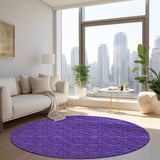 Homeroots 8' Round Purple Round Geometric Washable Non Skid Indoor Outdoor Area Rug Purple Polyester 560117