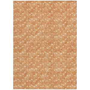 Homeroots 5' X 8' Bronze Geometric Washable Non Skid Indoor Outdoor Area Rug Salmon Polyester 560125