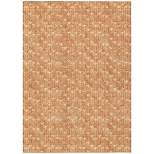 Homeroots 5' X 8' Bronze Geometric Washable Non Skid Indoor Outdoor Area Rug Salmon Polyester 560125