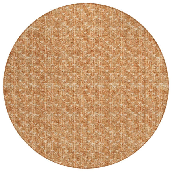 HomeRoots 5' Moss Green Geometric Indoor Outdoor Area Rug - Washable, Non-Skid, Stain-Resistant Design 8' Round 560126