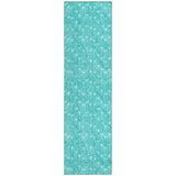 Homeroots 8' Runner Turquoise Geometric Washable Non Skid Indoor Outdoor Runner Rug Teal Polyester 560131