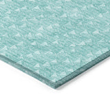 Homeroots 8' Runner Turquoise Geometric Washable Non Skid Indoor Outdoor Runner Rug Teal Polyester 560131