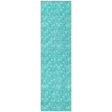 Homeroots 8' Runner Turquoise Geometric Washable Non Skid Indoor Outdoor Runner Rug Teal Polyester 560131