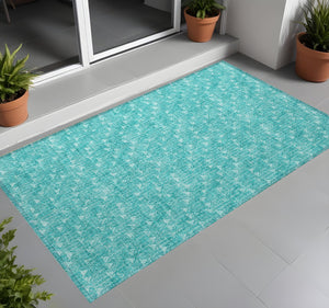 Homeroots 8' Runner Moss Green Geometric Washable Non-skid Rug For Indoor And Outdoor Elegance And Style 3' X 5' Polyester 560133