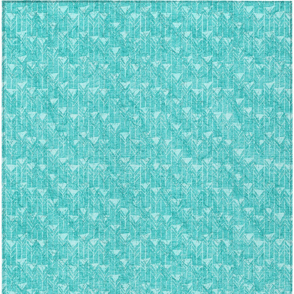 Homeroots 8' Runner Moss Green Geometric Washable Non-skid Rug For Indoor And Outdoor Elegance And Style 3' X 5' Polyester 560133