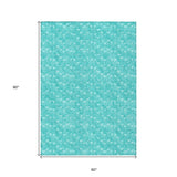 Homeroots 5' X 8' Turquoise Geometric Washable Non Skid Indoor Outdoor Area Rug Teal Polyester 560134