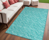 Homeroots 5' X 8' Turquoise Geometric Washable Non Skid Indoor Outdoor Area Rug Teal Polyester 560134