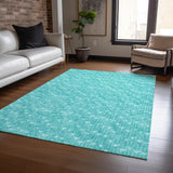 Homeroots 5' X 8' Turquoise Geometric Washable Non Skid Indoor Outdoor Area Rug Teal Polyester 560134