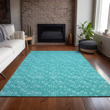 Homeroots 5' X 8' Turquoise Geometric Washable Non Skid Indoor Outdoor Area Rug Teal Polyester 560134