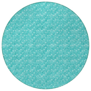 Homeroots 8' Runner Moss Green Geometric Washable Non-skid Rug For Indoor And Outdoor Elegance And Style 8' Round Polyester 560135