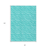 Homeroots 8' X 10' Turquoise Geometric Washable Non Skid Indoor Outdoor Area Rug Teal Polyester 560136