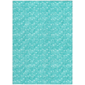HomeRoots 5' Moss Green Geometric Indoor Outdoor Area Rug - Washable, Non-Skid, Stain-Resistant Design 9' X 12' 560137