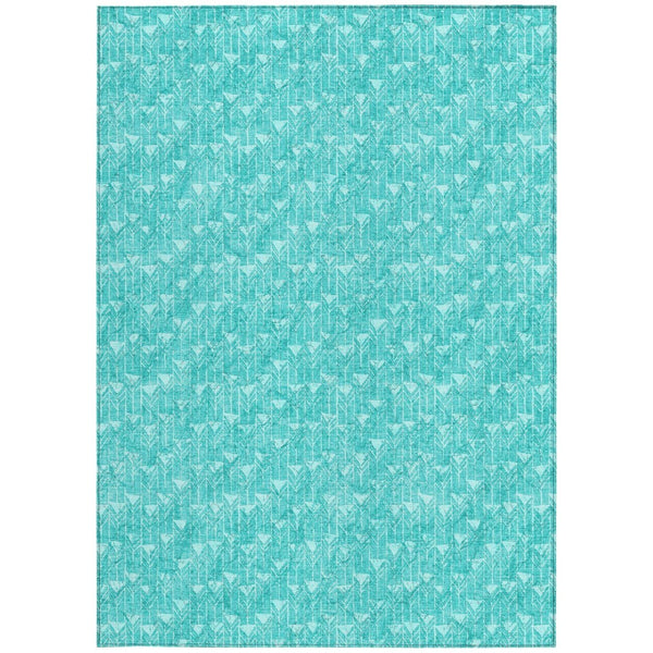 HomeRoots 5' Moss Green Geometric Indoor Outdoor Area Rug - Washable, Non-Skid, Stain-Resistant Design 9' X 12' 560137