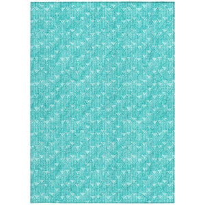 Homeroots 9' X 12' Turquoise Geometric Washable Non Skid Indoor Outdoor Area Rug Teal Polyester 560137