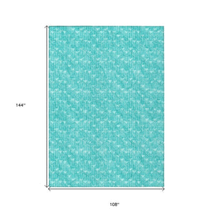 HomeRoots 5' Moss Green Geometric Indoor Outdoor Area Rug - Washable, Non-Skid, Stain-Resistant Design 9' X 12' 560137