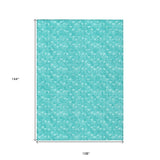 Homeroots 9' X 12' Turquoise Geometric Washable Non Skid Indoor Outdoor Area Rug Teal Polyester 560137