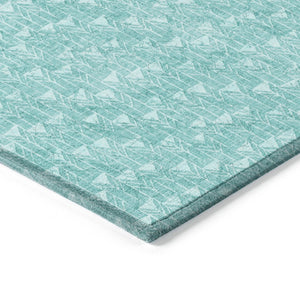 HomeRoots 5' Moss Green Geometric Indoor Outdoor Area Rug - Washable, Non-Skid, Stain-Resistant Design 9' X 12' 560137