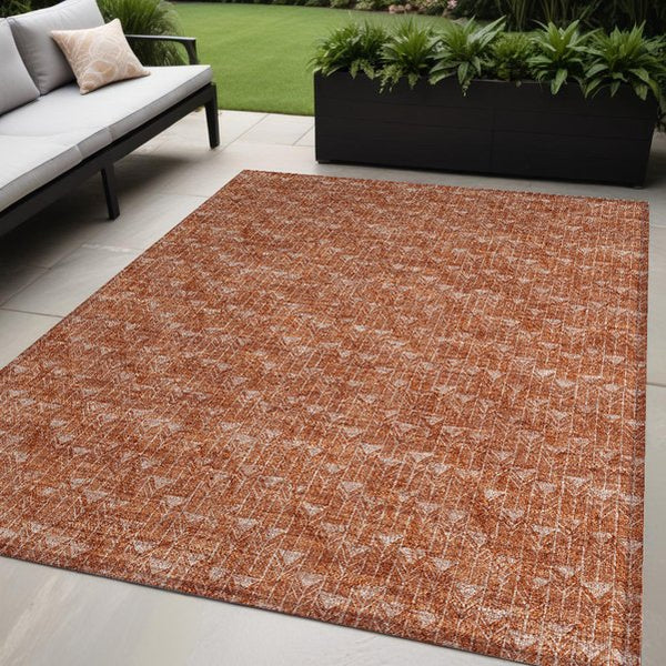 Homeroots 8' Runner Moss Green Geometric Washable Non-skid Rug For Indoor And Outdoor Elegance And Style 5' X 8' Polyester 560143