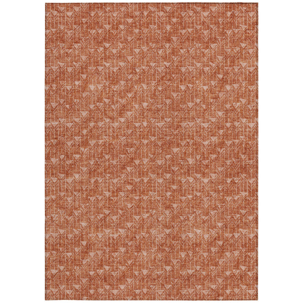Homeroots 9' X 12' Terra Cotta Geometric Washable Non Skid Indoor Outdoor Area Rug Terracotta Polyester 560146