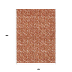 Homeroots 9' X 12' Terra Cotta Geometric Washable Non Skid Indoor Outdoor Area Rug Terracotta Polyester 560146