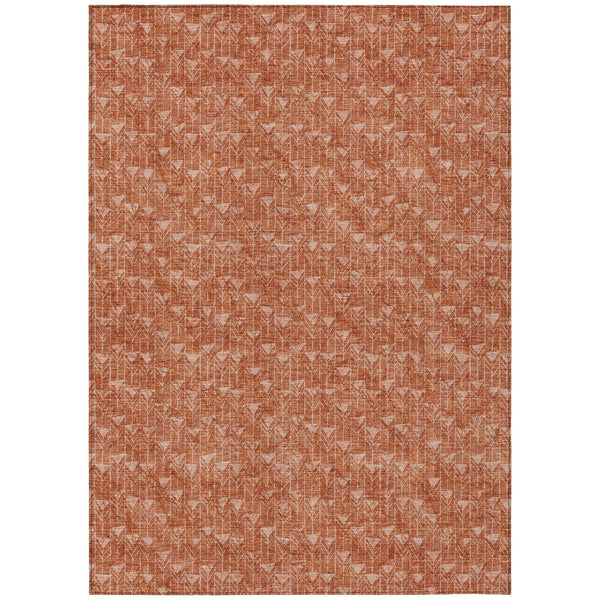 Homeroots 9' X 12' Terra Cotta Geometric Washable Non Skid Indoor Outdoor Area Rug Terracotta Polyester 560146