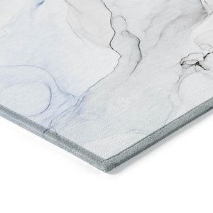 HomeRoots 5' Abstract Ivory Blue Gray Indoor Outdoor Area Rug - Modern Non-Skid, Machine Washable, Durable Design 5' X 8' 560152