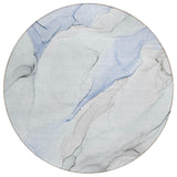 Homeroots 8' Round Ivory Blue And Gray Round Abstract Washable Non Skid Indoor Outdoor Area Rug Blue Polyester 560153