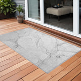 Homeroots 3' X 5' Gray Abstract Washable Non Skid Indoor Outdoor Area Rug Gray Polyester 560160