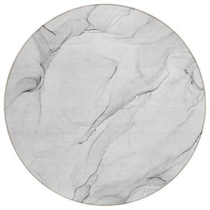 HomeRoots 5' Abstract Ivory Blue Gray Indoor Outdoor Area Rug - Modern Non-Skid, Machine Washable, Durable Design 8' Round 560162