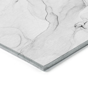 HomeRoots 5' Abstract Ivory Blue Gray Indoor Outdoor Area Rug - Modern Non-Skid, Machine Washable, Durable Design 8' X 10' 560163