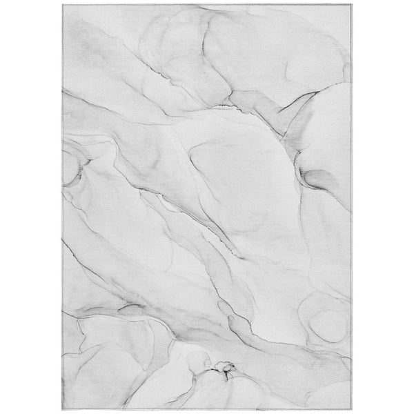 HomeRoots 5' Abstract Ivory Blue Gray Indoor Outdoor Area Rug - Modern Non-Skid, Machine Washable, Durable Design 8' X 10' 560163