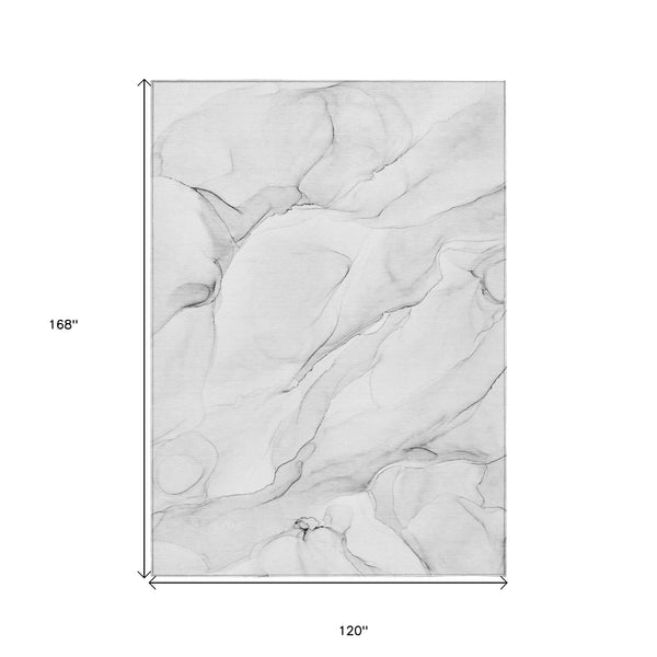 Homeroots 10' X 14' Gray Abstract Washable Non Skid Indoor Outdoor Area Rug Gray Polyester 560165