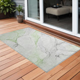 Homeroots 3' X 5' Green Abstract Washable Non Skid Indoor Outdoor Area Rug Green Polyester 560169