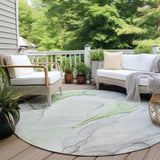 Homeroots 8' Round Green Round Abstract Washable Non Skid Indoor Outdoor Area Rug Green Polyester 560171