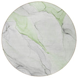 Homeroots 8' Round Green Round Abstract Washable Non Skid Indoor Outdoor Area Rug Green Polyester 560171