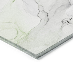 HomeRoots 5' Abstract Ivory Blue Gray Indoor Outdoor Area Rug - Modern Non-Skid, Machine Washable, Durable Design 10' X 14' 560174