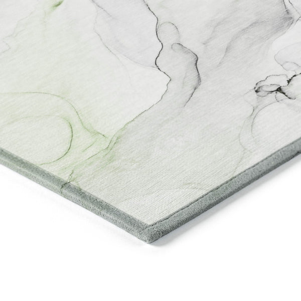 HomeRoots 5' Abstract Ivory Blue Gray Indoor Outdoor Area Rug - Modern Non-Skid, Machine Washable, Durable Design 10' X 14' 560174