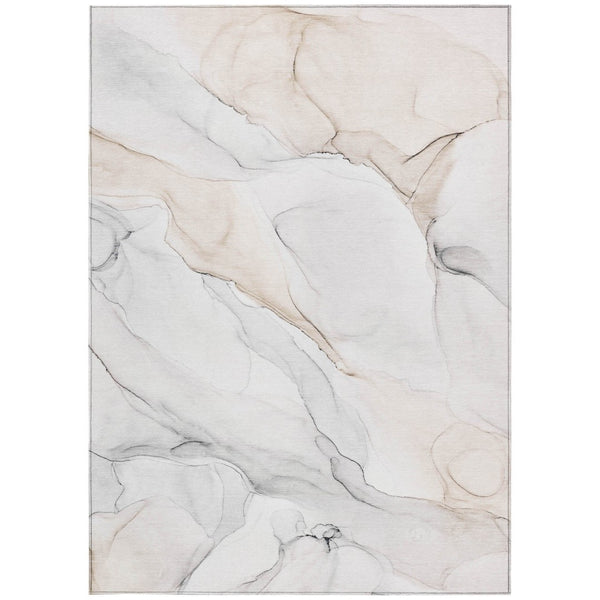 HomeRoots 5' Abstract Ivory Blue Gray Indoor Outdoor Area Rug - Modern Non-Skid, Machine Washable, Durable Design 8' X 10' 560181