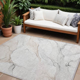 Homeroots 8' X 10' Beige Ivory And Gray Abstract Washable Non Skid Indoor Outdoor Area Rug Ivory Polyester 560181