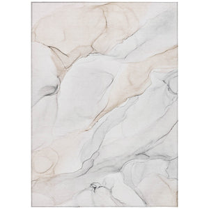 HomeRoots 5' Abstract Ivory Blue Gray Indoor Outdoor Area Rug - Modern Non-Skid, Machine Washable, Durable Design 9' X 12' 560182