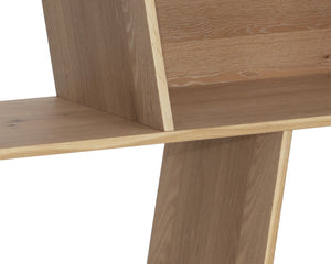 Sunpan Jude Bookcase – Bold Contemporary Design with Staggered Shelving for Stylish Storage Solutions Rustic Oak