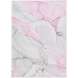 Homeroots 3' X 5' Gray And Pink Abstract Washable Non Skid Indoor Outdoor Area Rug Pink Polyester 560187