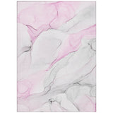 Homeroots 3' X 5' Gray And Pink Abstract Washable Non Skid Indoor Outdoor Area Rug Pink Polyester 560187